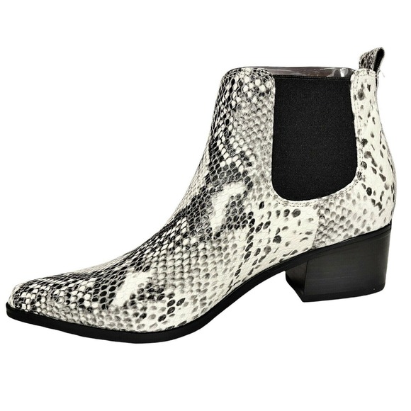 BLONDO Emelia Ankle Black White Snakeskin Waterproof Chelsea Ankle Boots 8M NIB - Picture 9 of 9